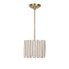 Oxford Pendant shown in Brass with an Aspen Coco Scallop 10" Shade
