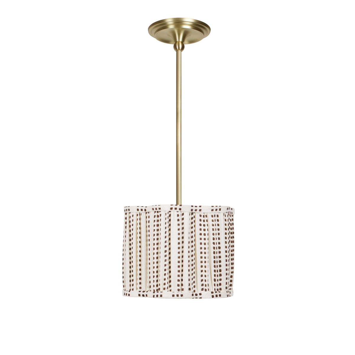Oxford Pendant shown in Brass with an Aspen Coco Scallop 10" Shade