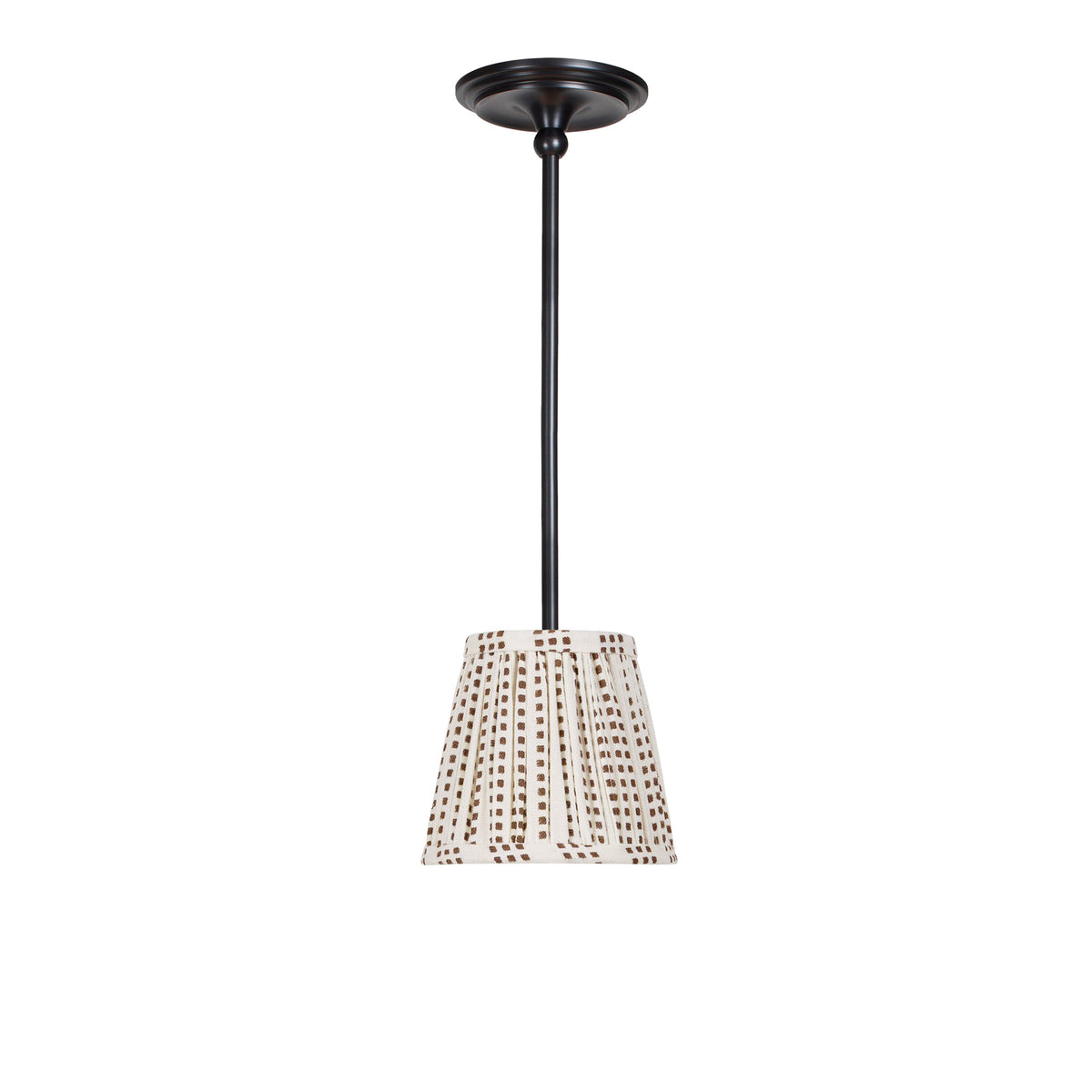 Oxford Pendant shown in Graphite Patina with an Aspen Coco Shade