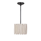 Oxford Pendant shown in Graphite Patina with an Aspen Coco Scallop 10" Shade