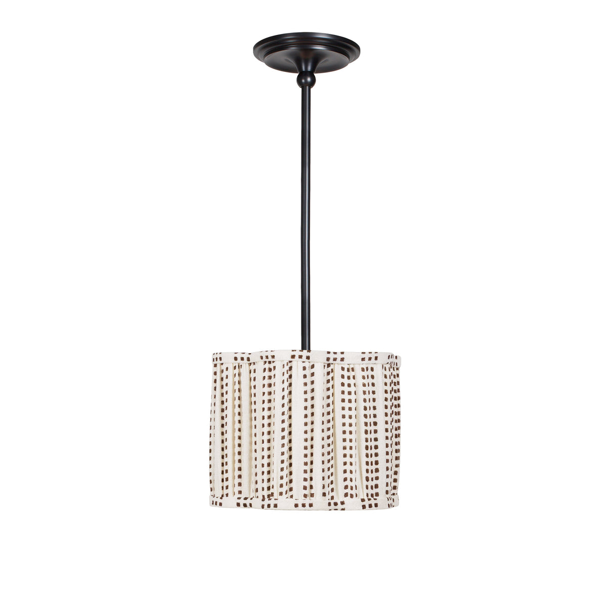 Oxford Pendant shown in Graphite Patina with an Aspen Coco Scallop 10" Shade
