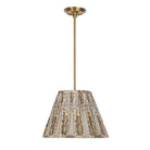 Oxford Pendant shown in Heirloom Brass with a Winfleur Mustard Shade