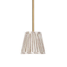 Oxford Pendant shown in Heirloom Brass with an Aspen Coco Shade