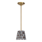 Oxford Pendant shown in Heirloom Brass with a Trulli Auburn Shade