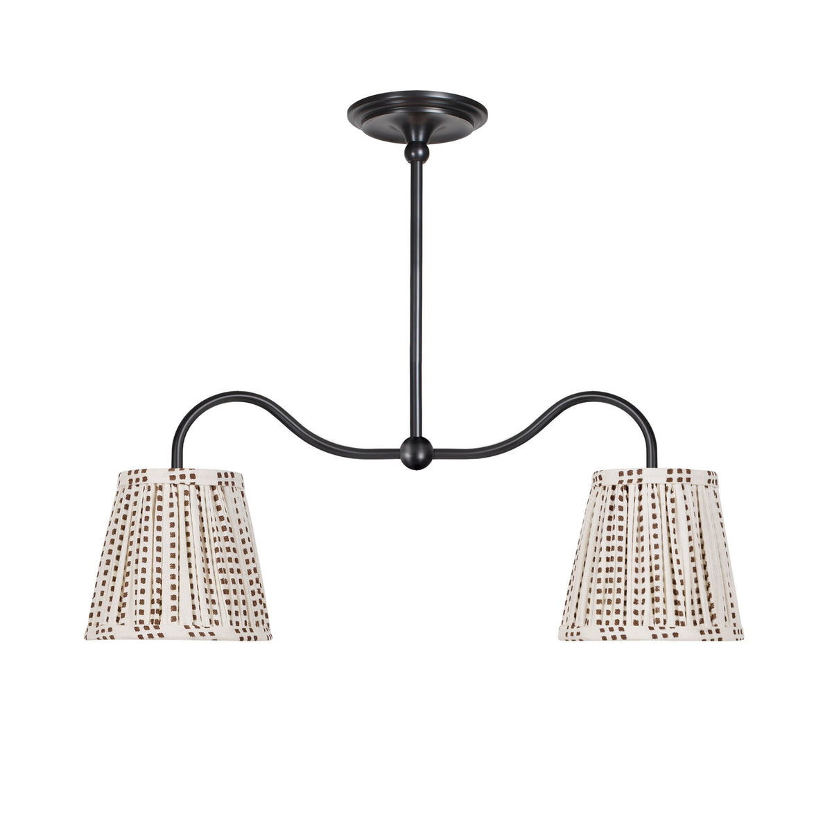 Oxford Petite Double Pendant shown in Graphite Patina with Aspen Coco Shades
