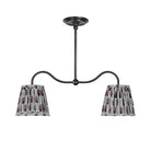 Oxford Petite Double Pendant shown in Graphite Patina with Trulli Auburn Shades