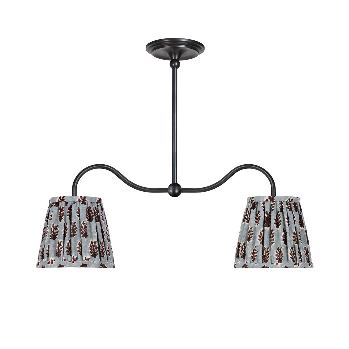 Oxford Petite Double Pendant shown in Graphite Patina with Trulli Auburn Shades