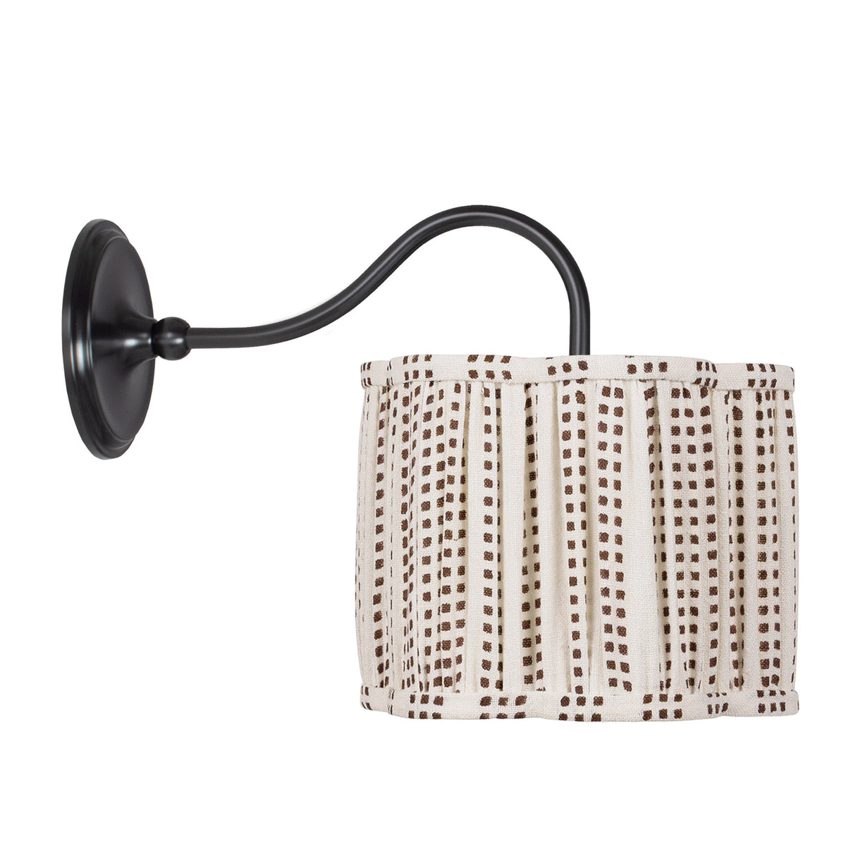 Oxford Petite Sconce shown in Graphite Patina with an Aspen Coco Scallop Shade