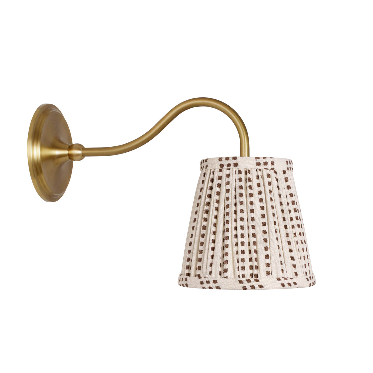 Oxford Petite Sconce shown in Heirloom Brass with an Aspen Coco Shade