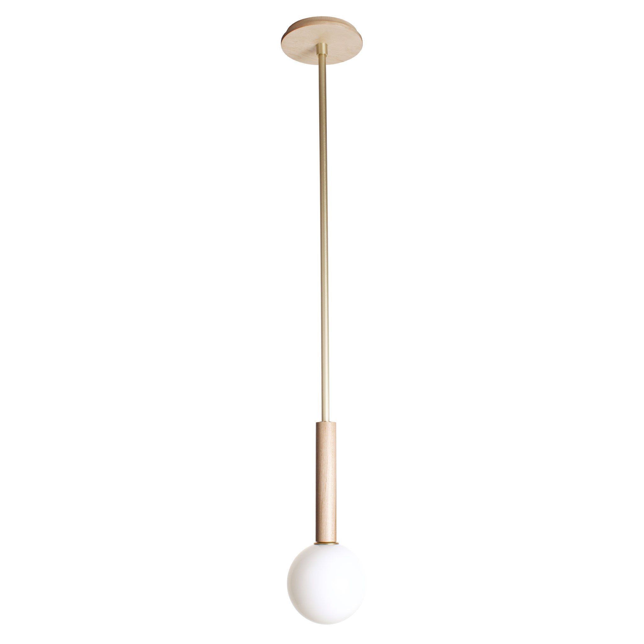 Parker Pendant shown in Maple with Brass