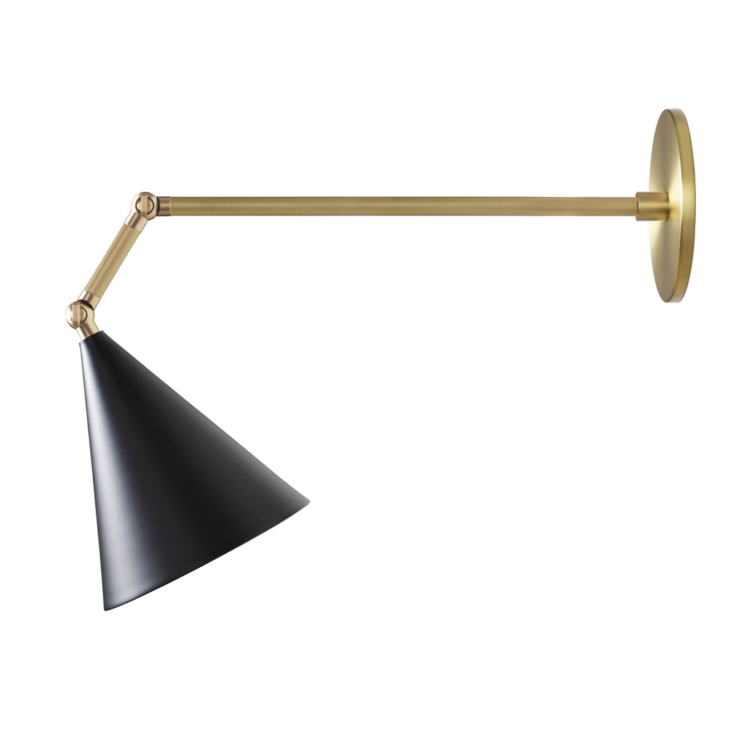 Petra Articulated shown in Black and Brass with a 12" arm