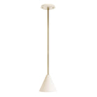 Petra Ceramic Pendant shown in Brass with a Bone Ceramic canopy