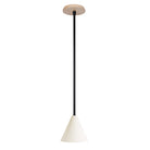 Petra Ceramic Pendant shown in Matte Black with a Maple Wood canopy