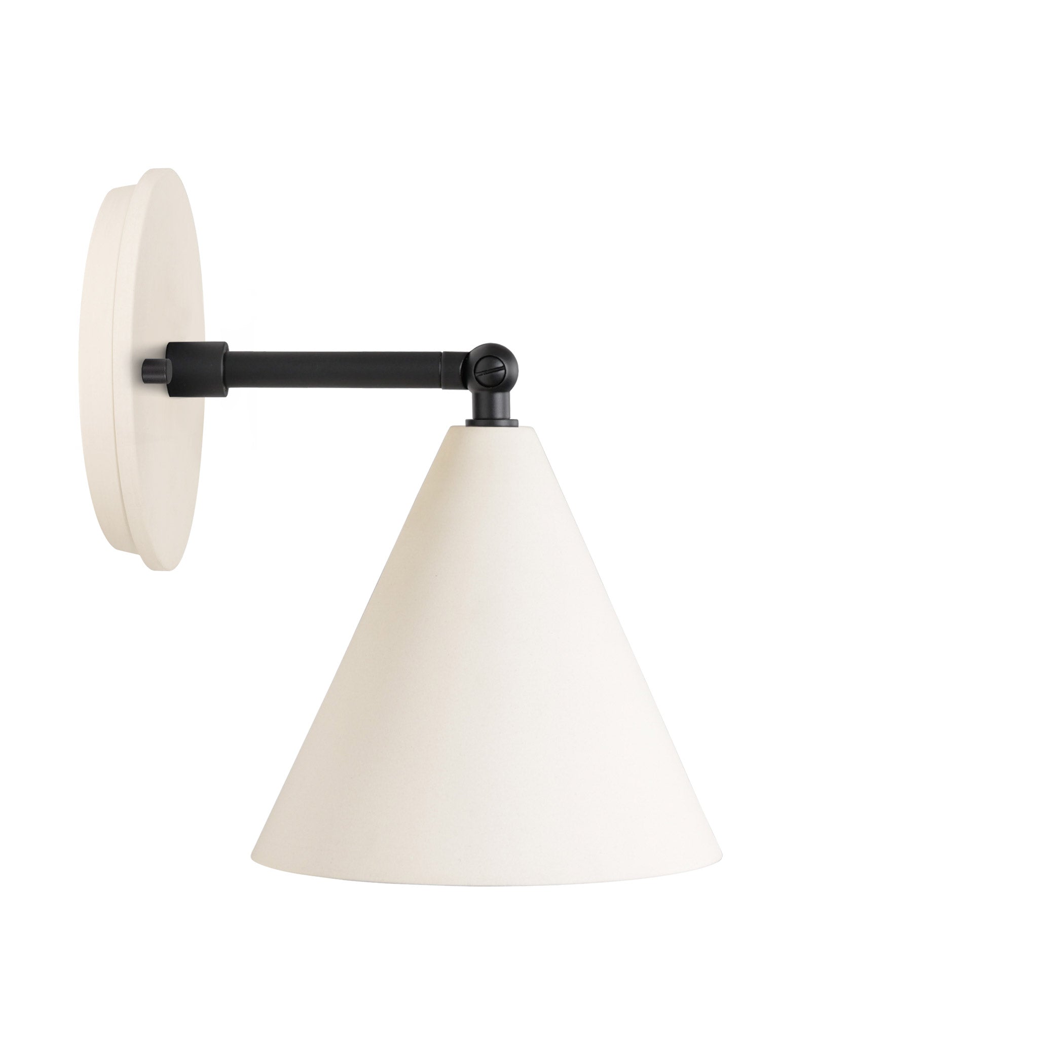 Petra Ceramic Sconce shown in Matte Black with a 3" rod and Bone Ceramic canopy