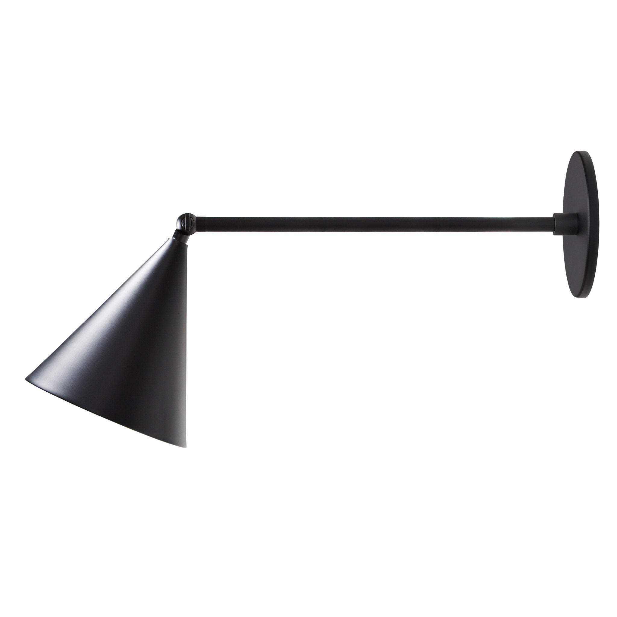 Petra Sconce shown in Matte Black with a 12" arm