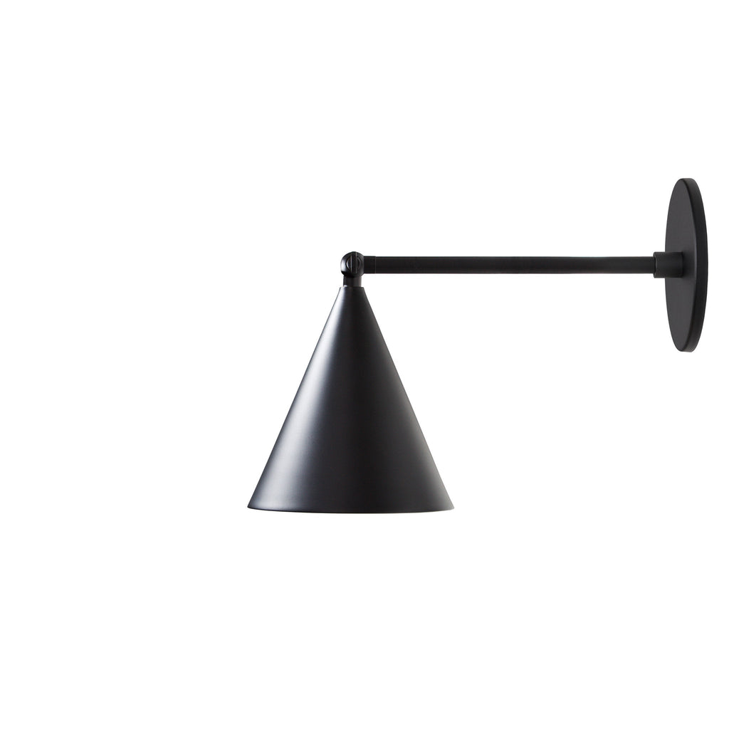 Petra Sconce shown in Matte Black with an 8" arm