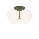 Selene Compass Surface shown in Heirloom Brass with a Secret Garden Green Canopy