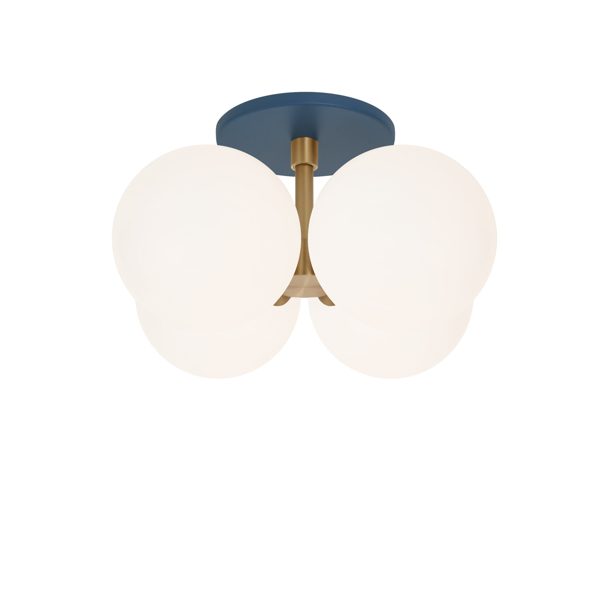 Selene Compass Surface shown in Heirloom Brass with an Ocean Blue Canopy