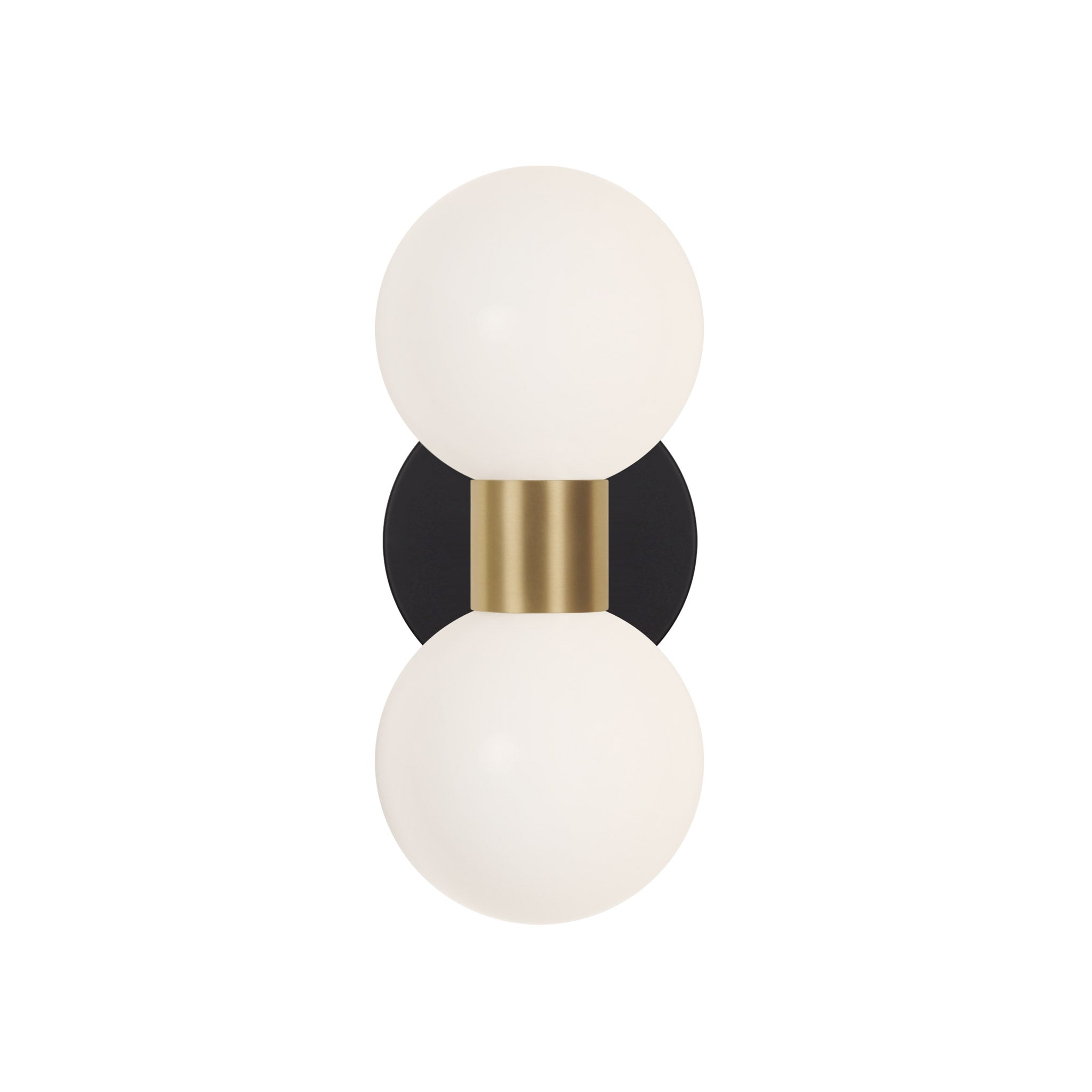 Selene Double shown in Brass with a Matte Black Canopy