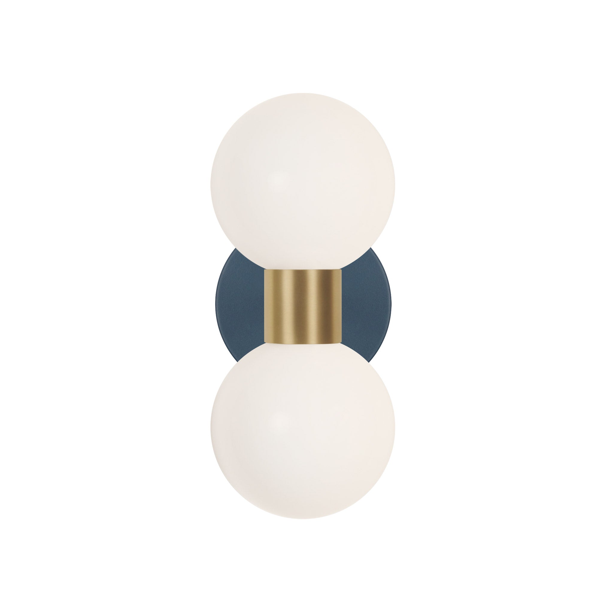 Selene Double shown in Brass with an Ocean Blue Canopy