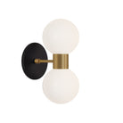 Selene Double shown in Heirloom Brass with a Matte Black Canopy