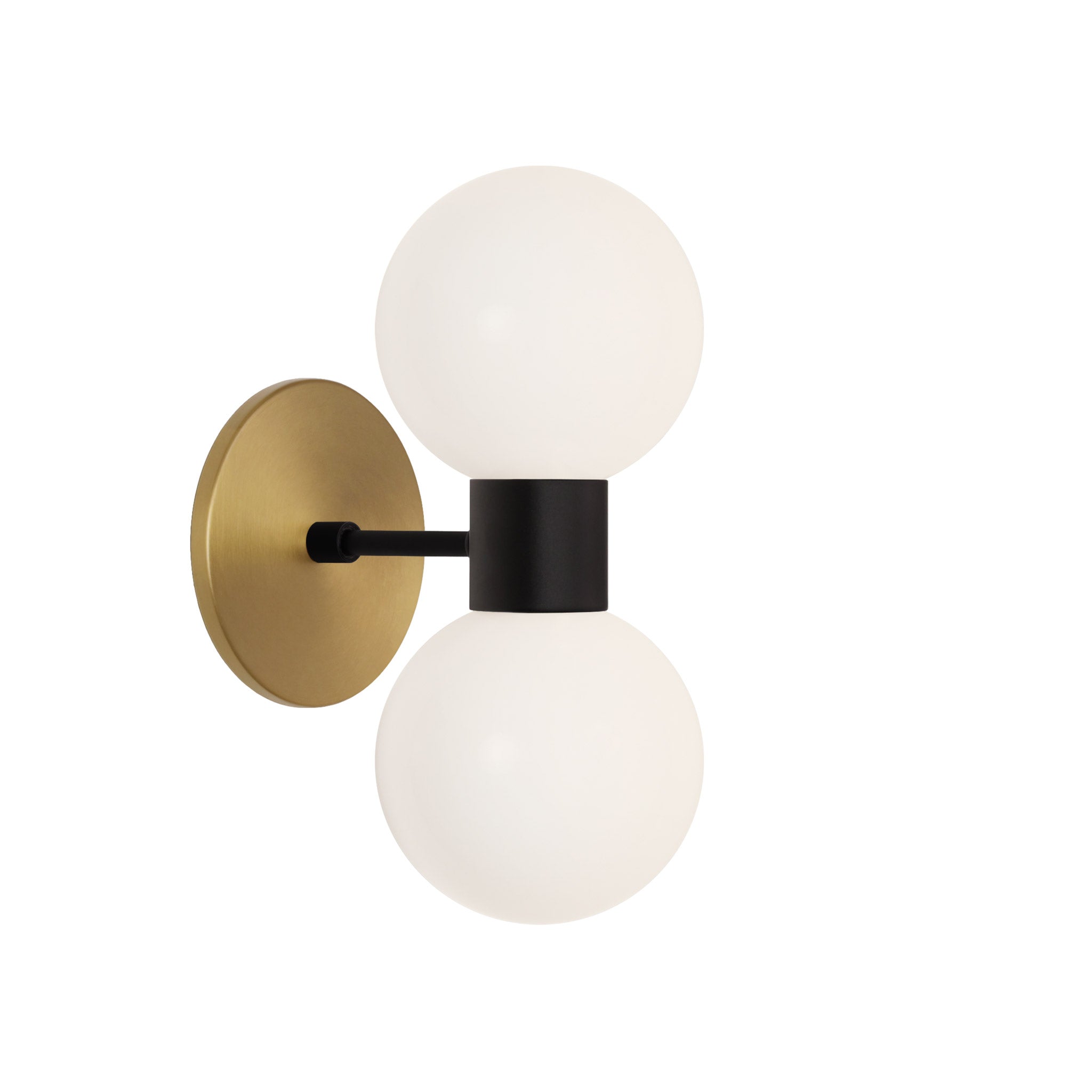 Selene Double shown in Matte Black with a Heirloom Brass Canopy