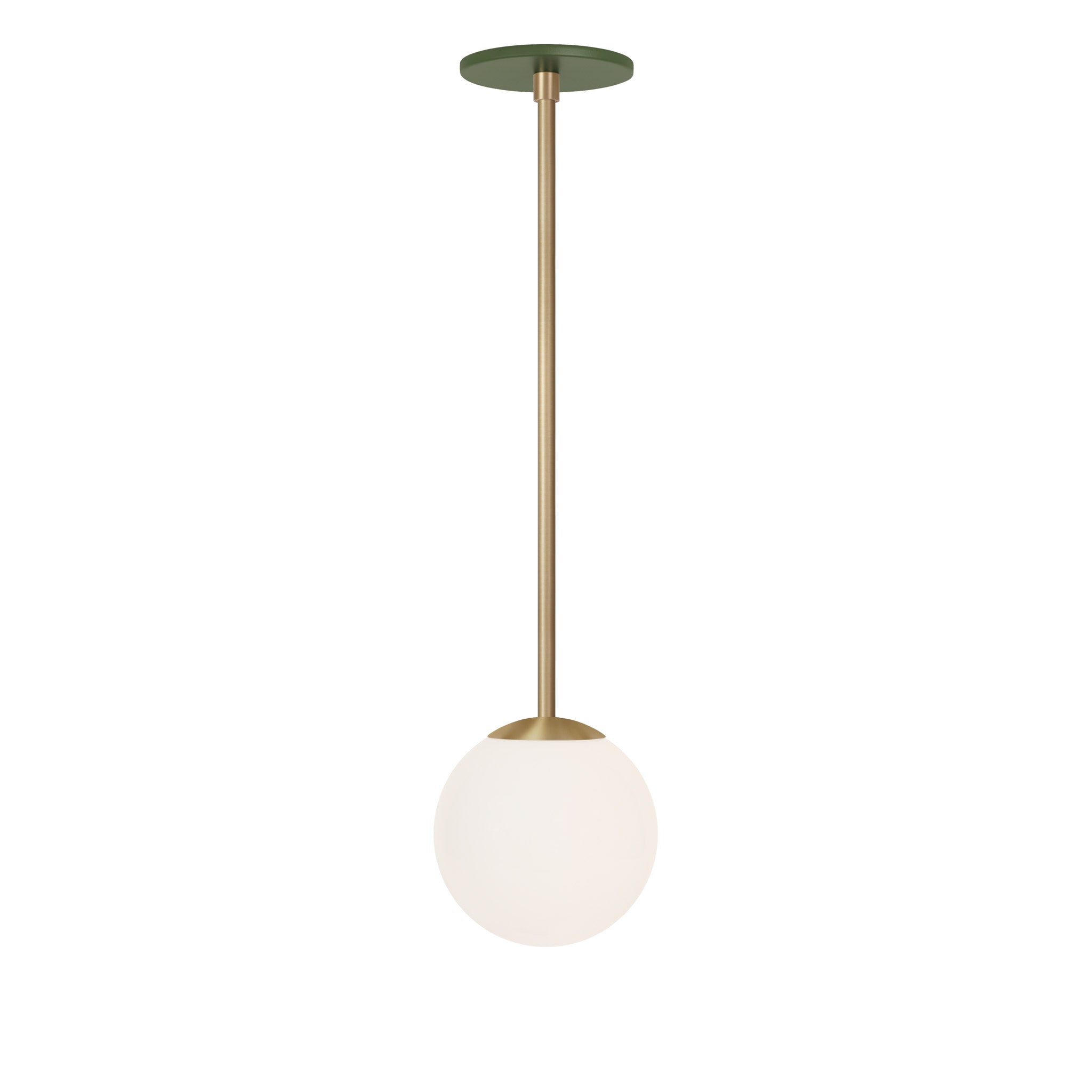 Selene 6" Pendant shown in Brass with a Garden Green Canopy