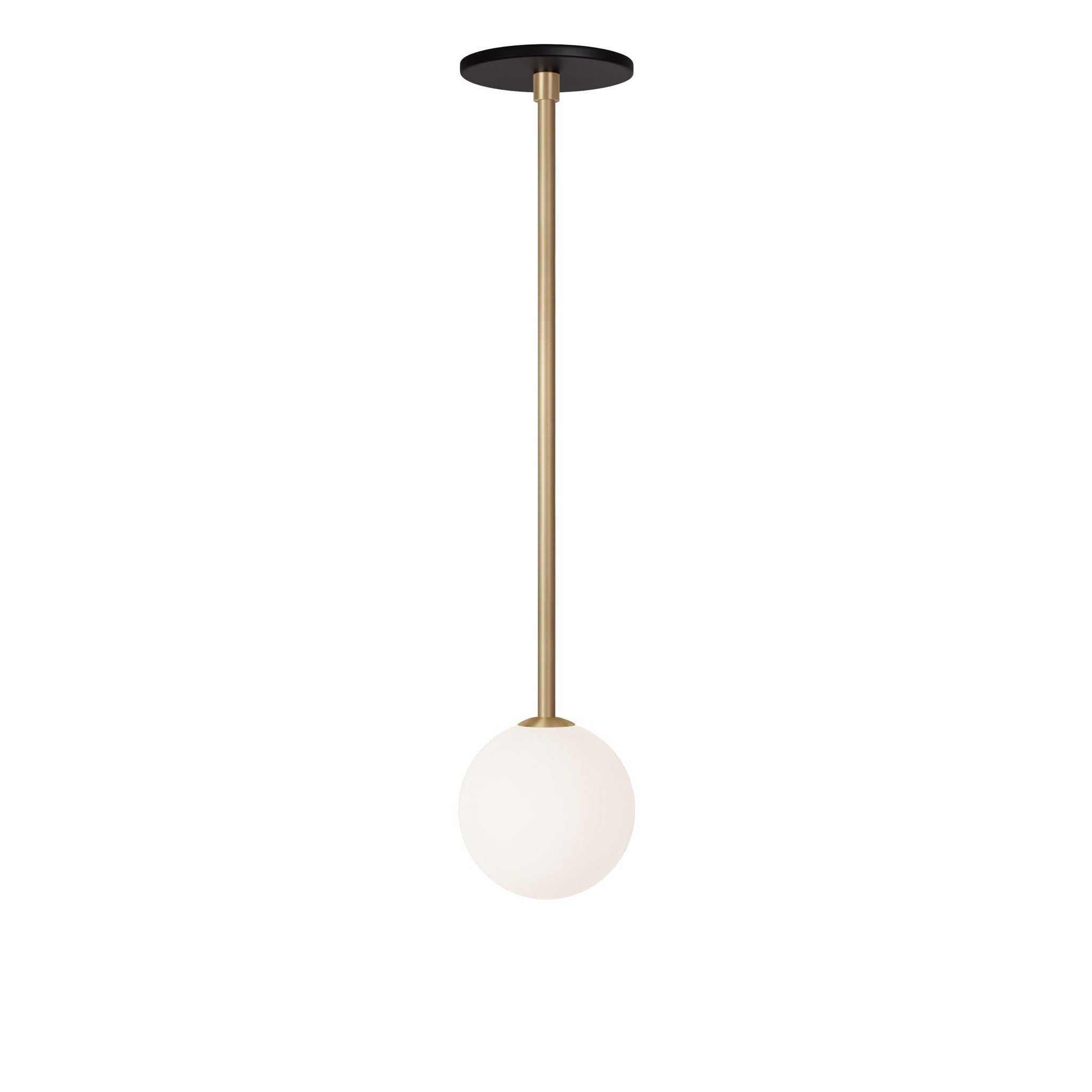 Selene Pendant shown in Brass with a Matte Black Canopy