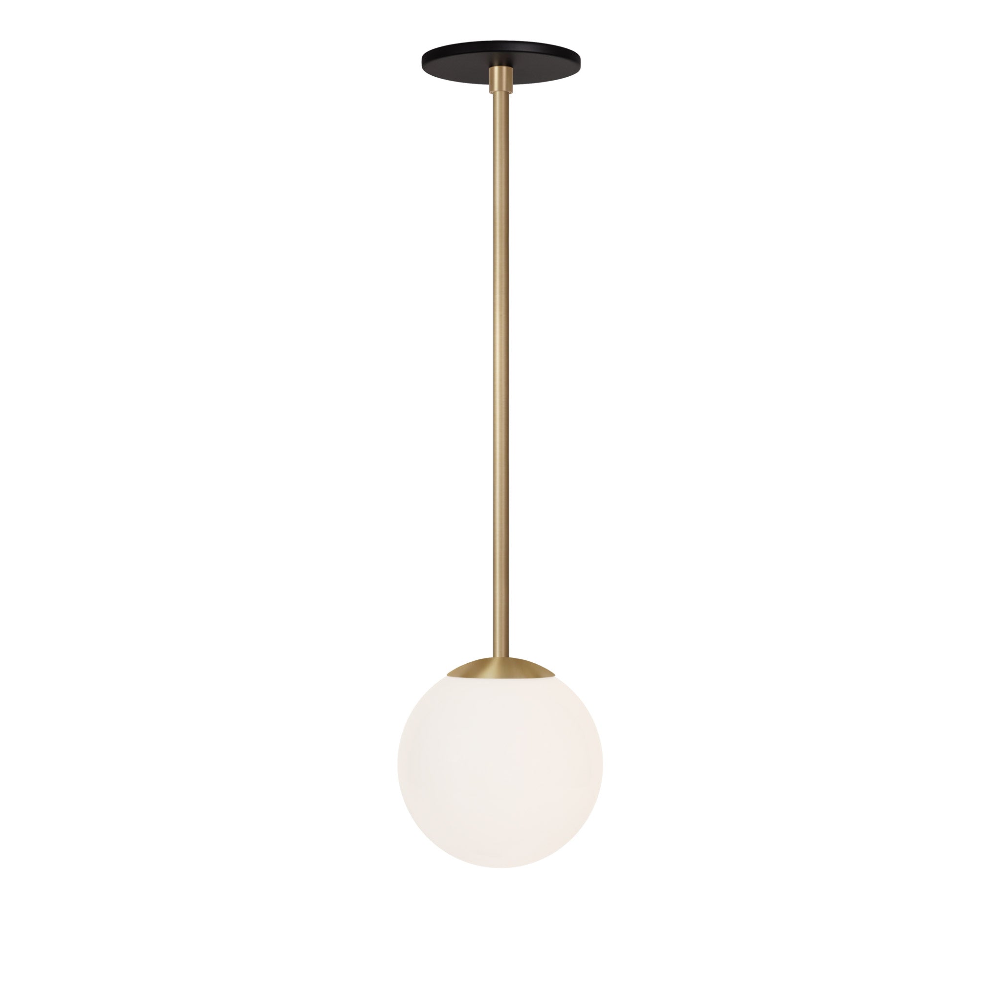 Selene 6" Pendant shown in Brass with a Matte Black Canopy