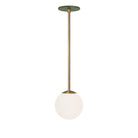 Selene 6" Pendant shown in Heirloom Brass with a Garden Green Canopy