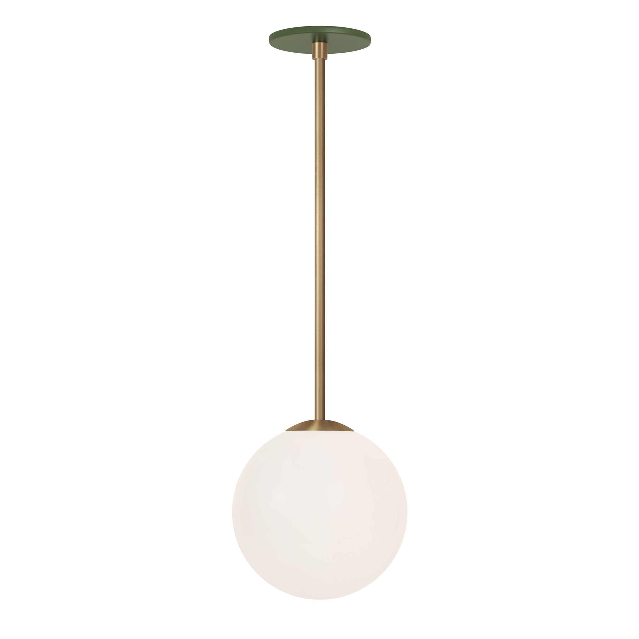 Selene 8" Pendant shown in Heirloom Brass with a Garden Green Canopy