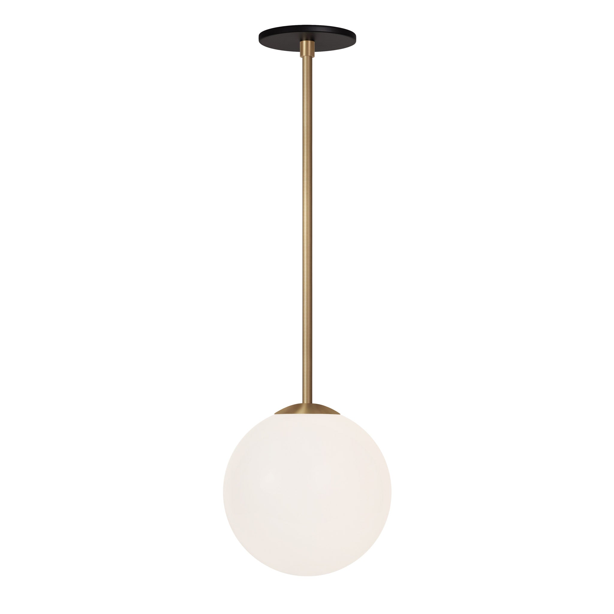 Selene 8" Pendant shown in Heirloom Brass with a Matte Black Canopy
