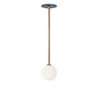 Selene Pendant shown in Heirloom Brass with an Ocean Blue Canopy