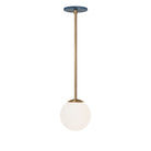 Selene 6" Pendant shown in Heirloom Brass with an Ocean Blue Canopy
