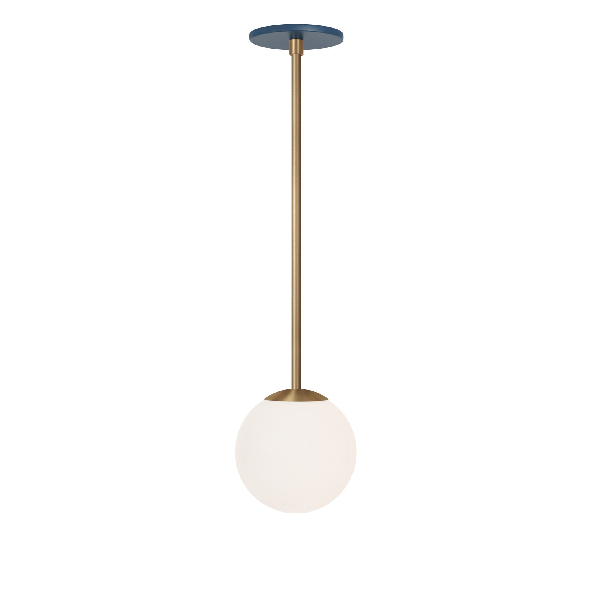 Selene 6" Pendant shown in Heirloom Brass with an Ocean Blue Canopy
