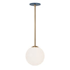Selene 8" Pendant shown in Heirloom Brass with an Ocean Blue Canopy