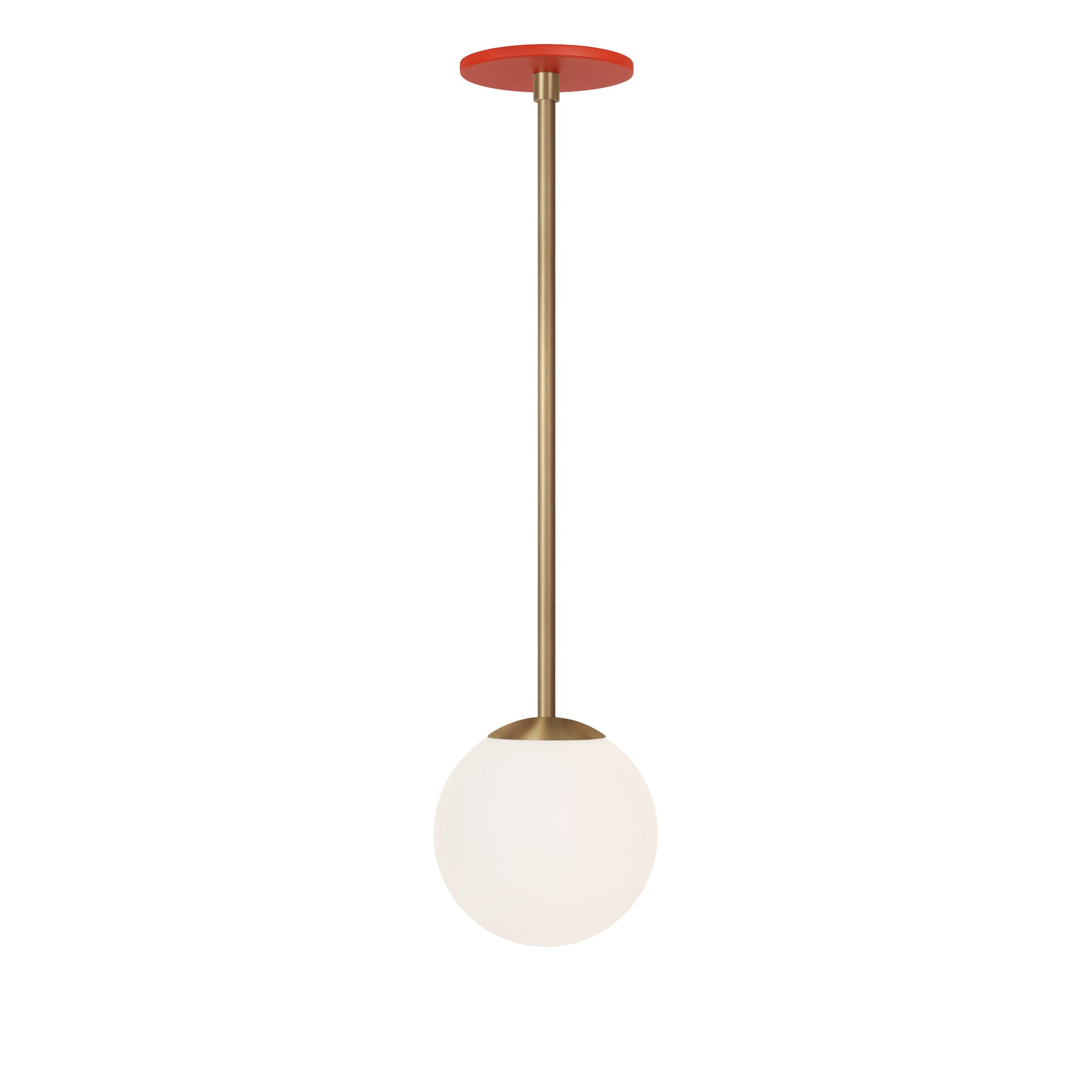 Selene 6" Pendant shown in Heirloom Brass with a Persimmon Canopy
