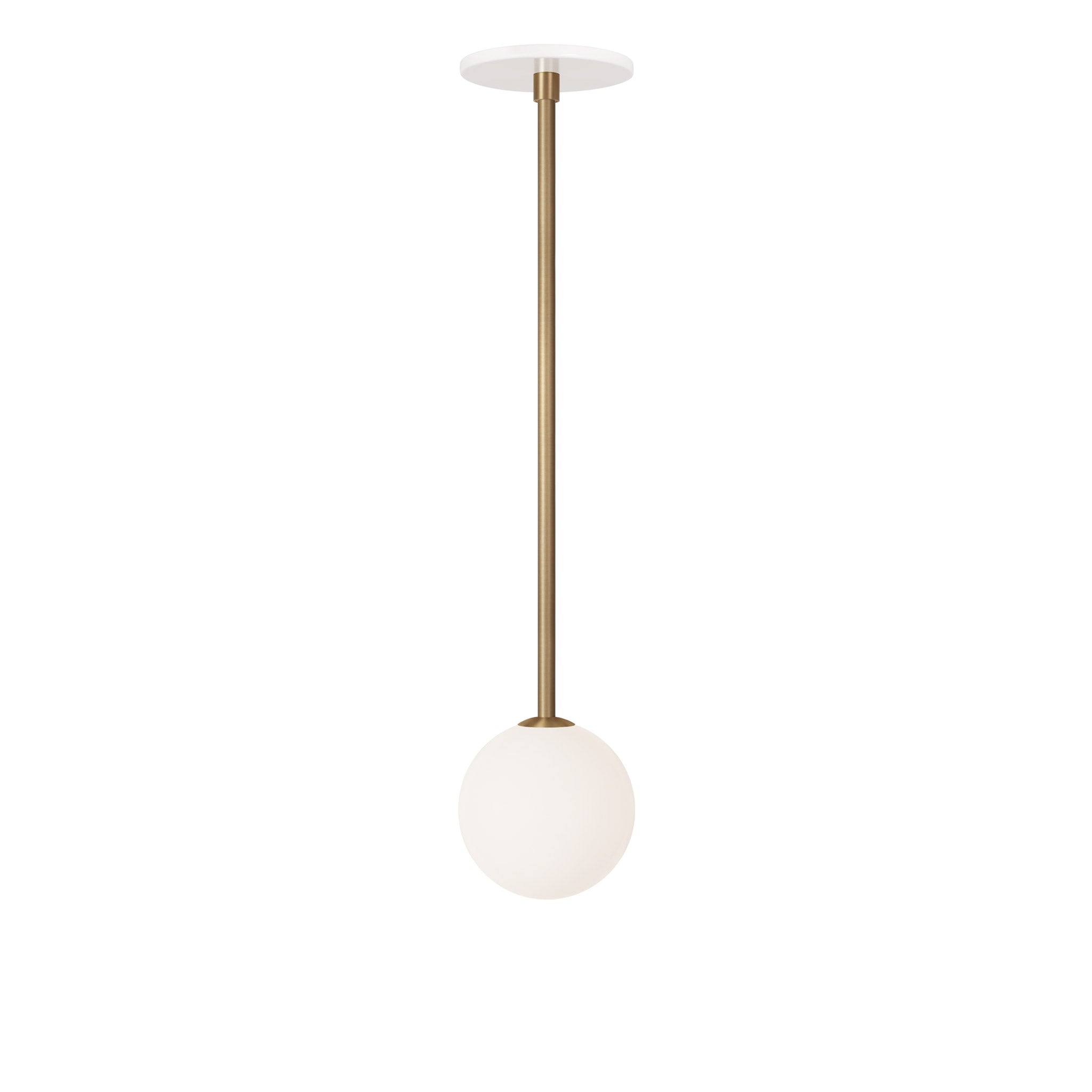 Selene Pendant shown in Heirloom Brass with a White Canopy