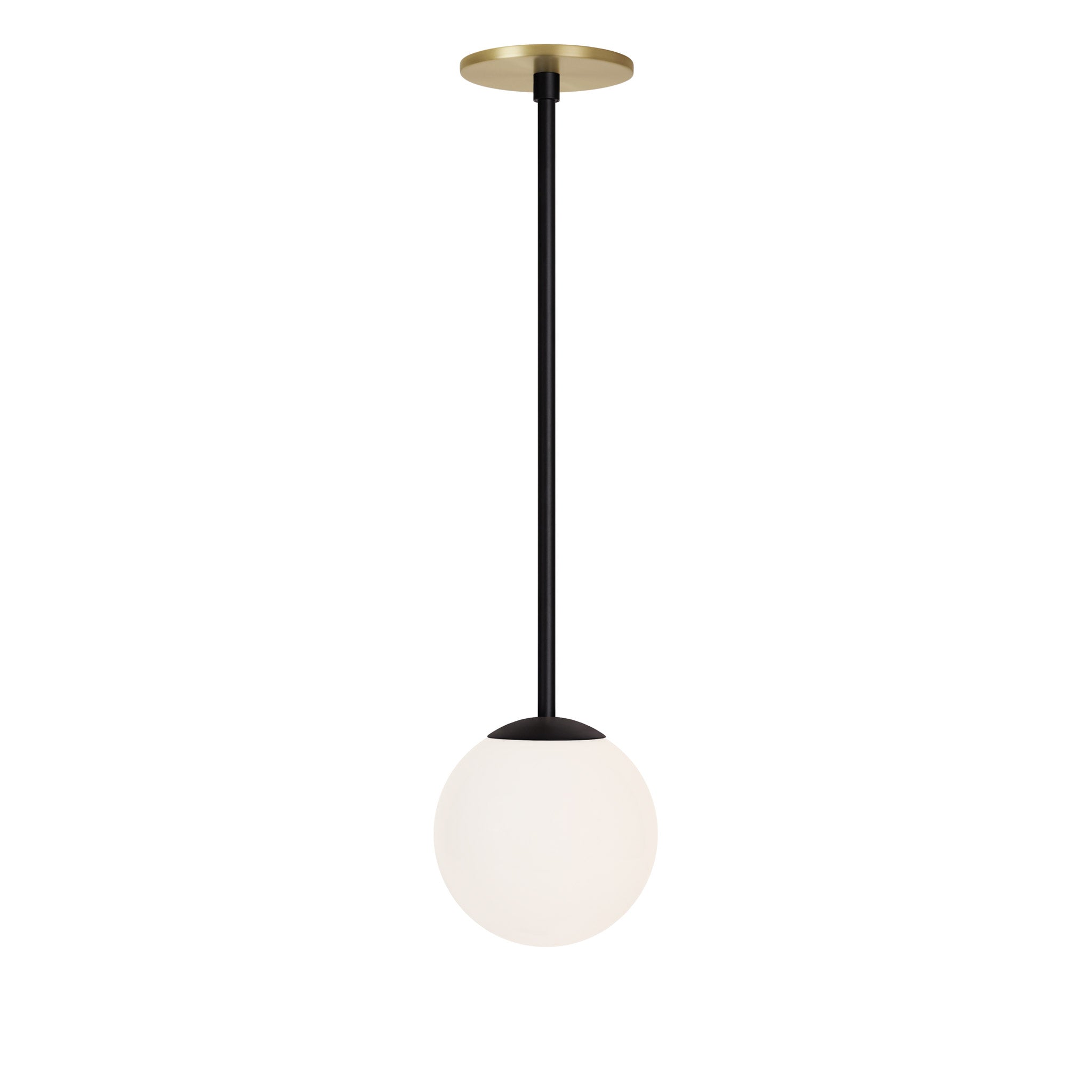 Selene 6" Pendant shown in Matte Black with a Brass Canopy
