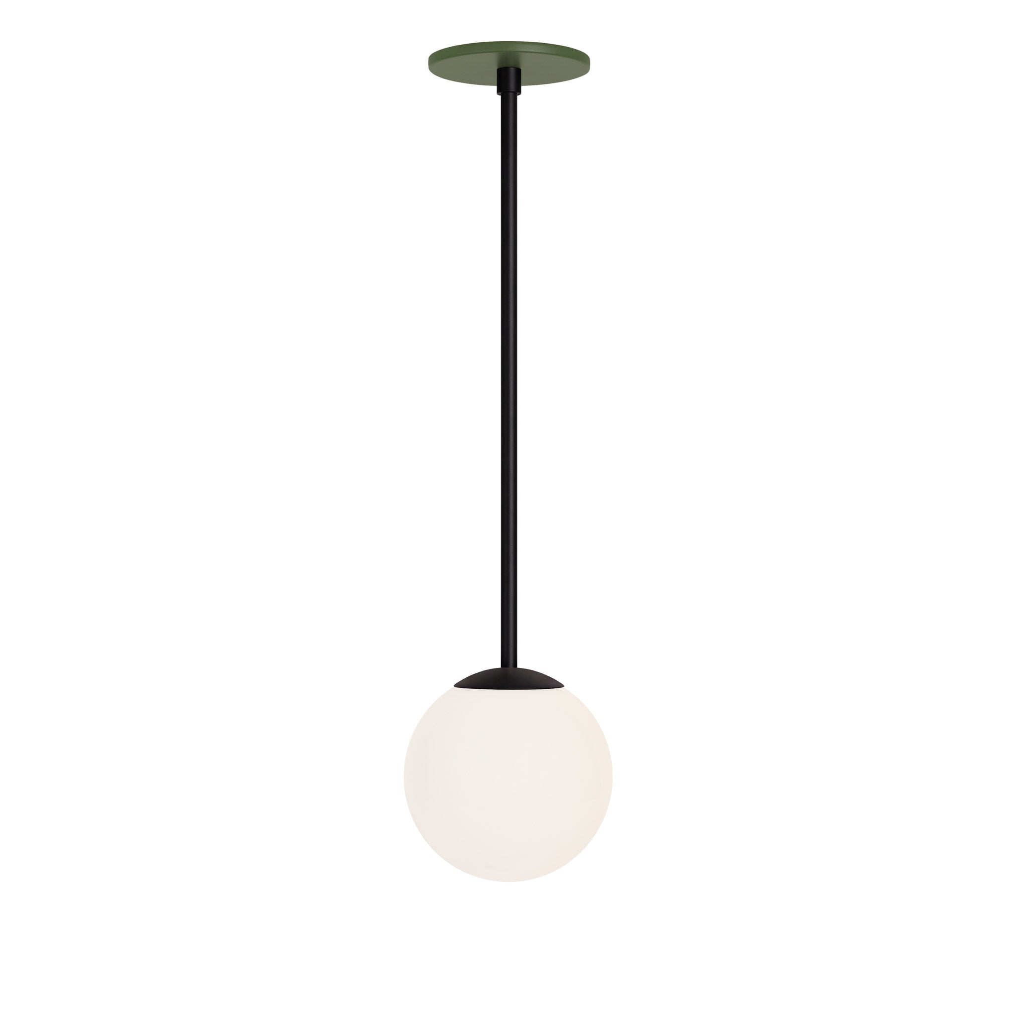 Selene 6" Pendant shown in Matte Black with a Garden Green Canopy