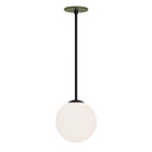 Selene 8" Pendant shown in Matte Black and a Garden Green Canopy