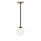 Selene 6" Pendant shown in Matte Black with a Heirloom Brass Canopy