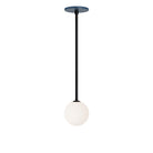 Selene Pendant shown in Matte Black with an Ocean Blue Canopy