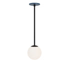 Selene 6" Pendant shown in Matte Black with an Ocean Blue Canopy