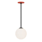 Selene 8" Pendant shown in Matte Black and a Persimmon Canopy