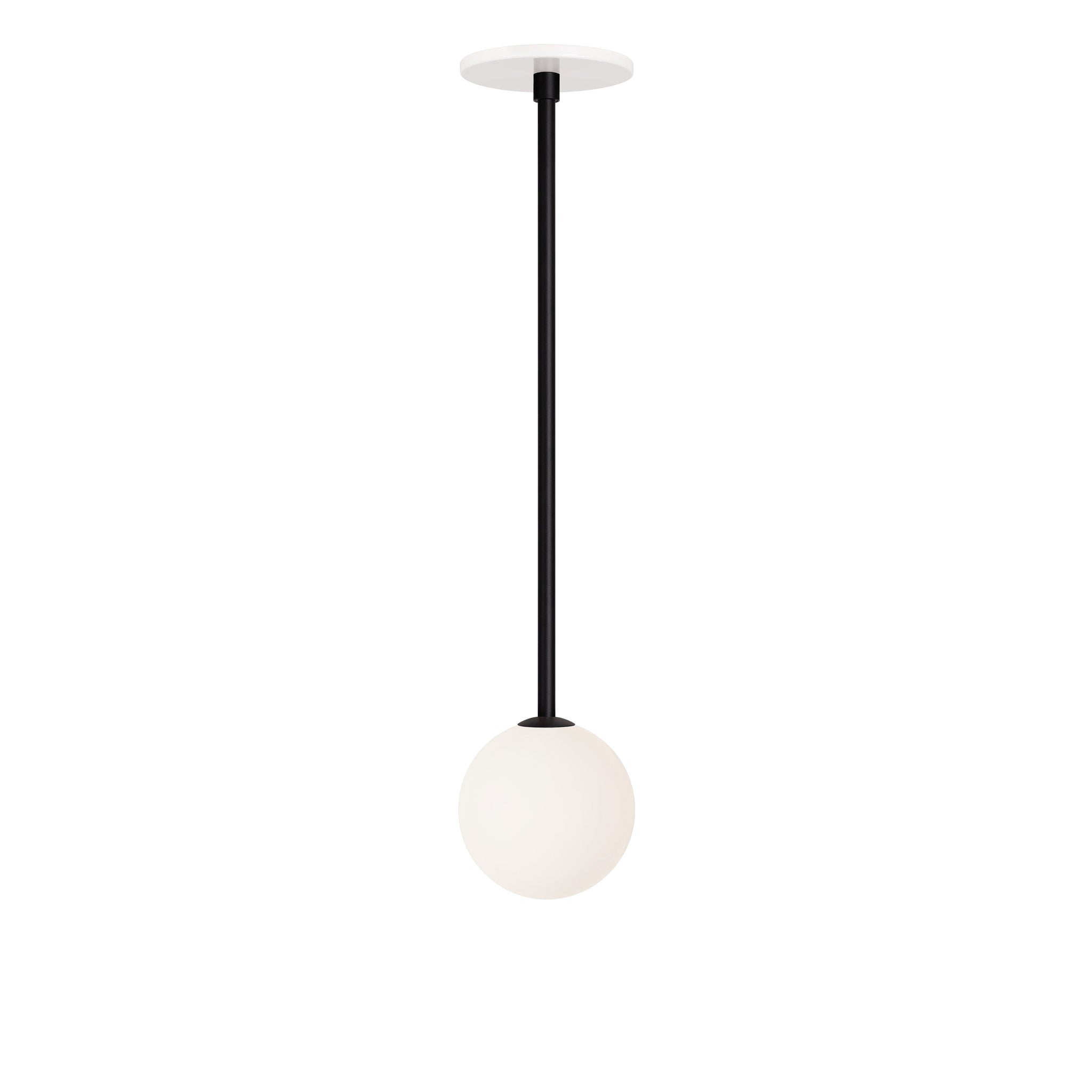 Selene Pendant shown in Matte Black with a White Canopy