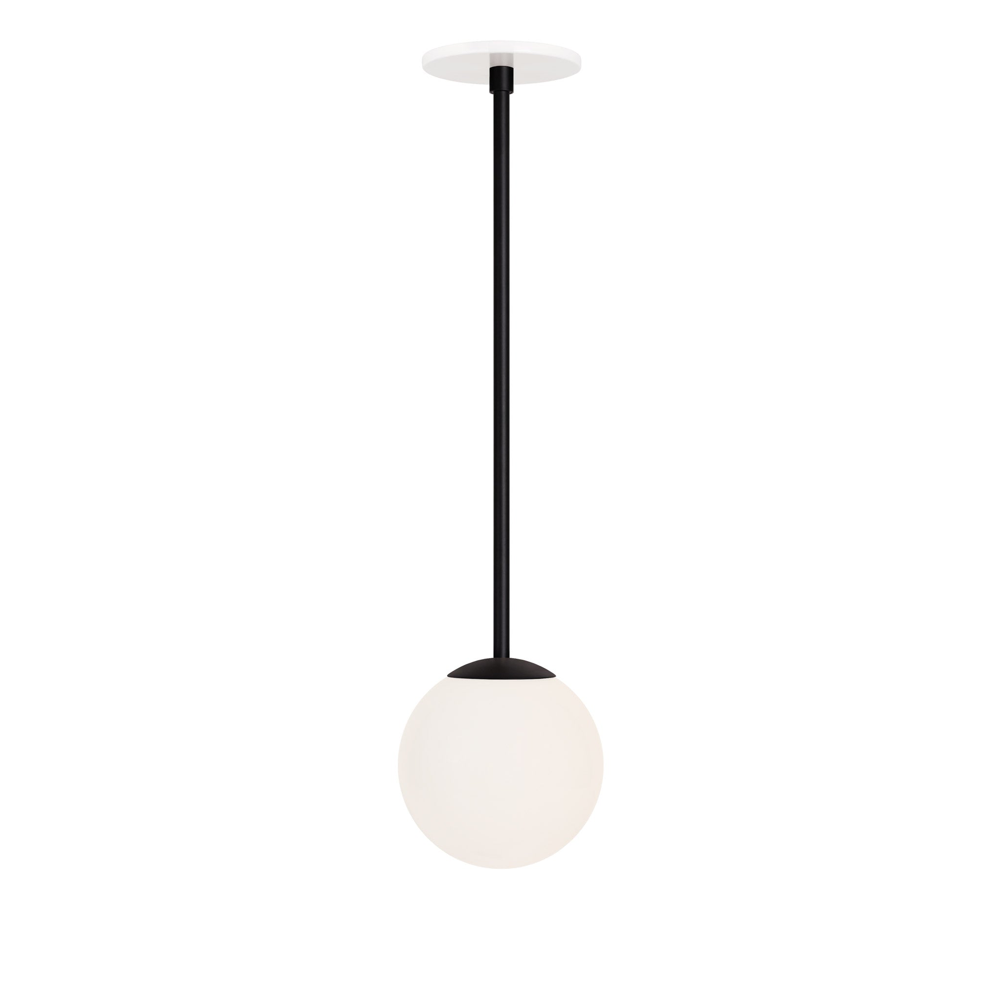 Selene 6" Pendant shown in Matte Black with a White Canopy