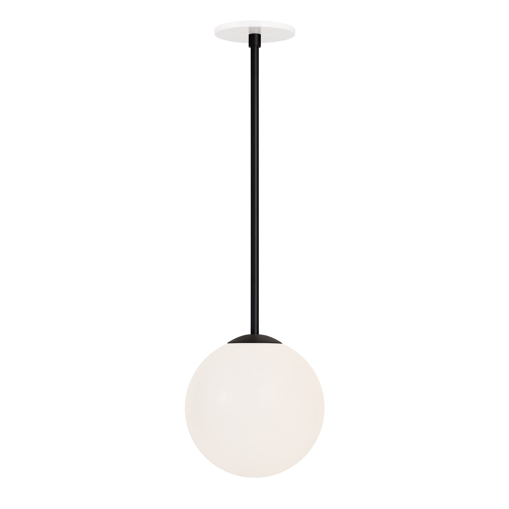 Selene 8" Pendant shown in Matte Black and a White Canopy