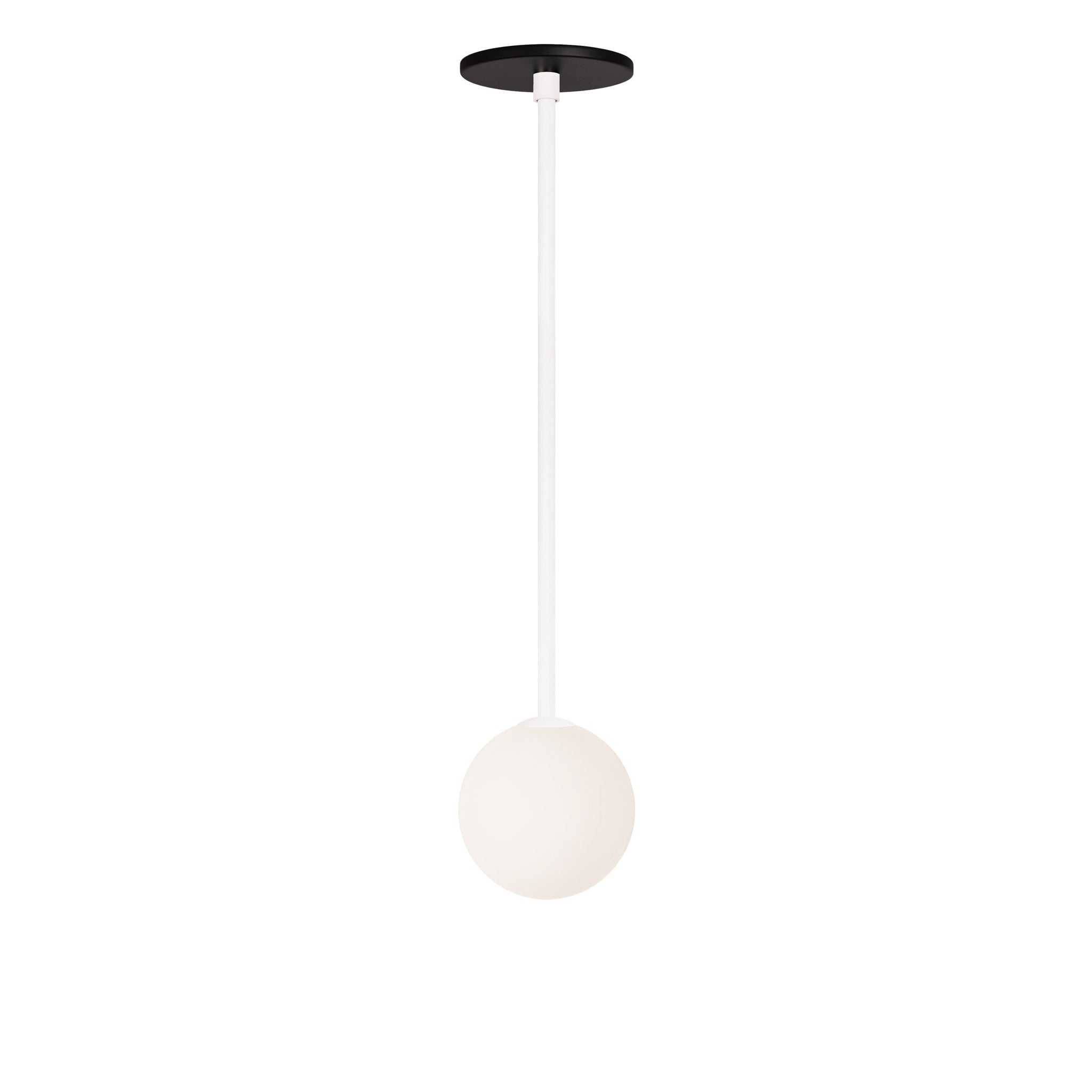 Selene Pendant shown in White with a Matte Black Canopy