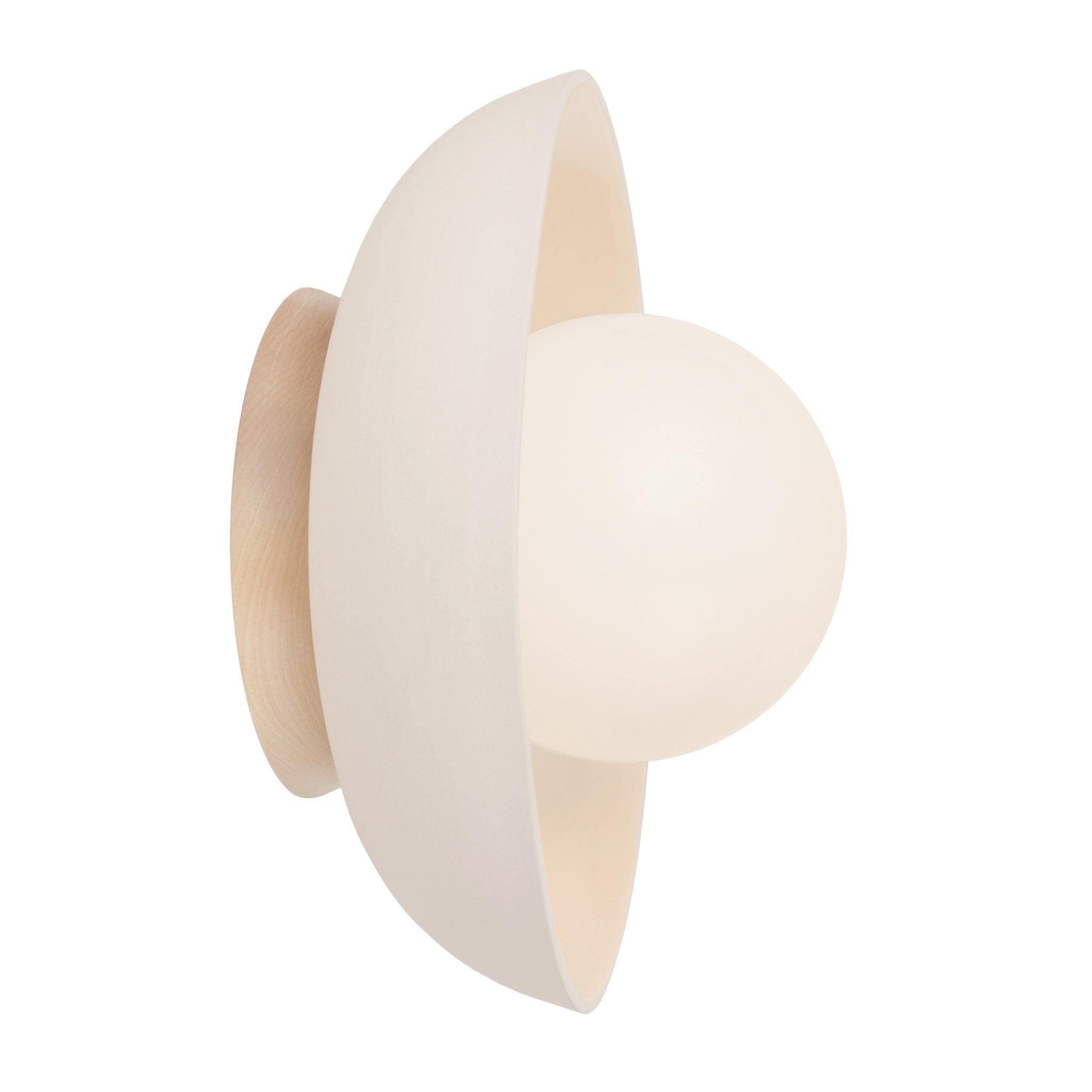 Terra Lexi Large 6" shown in Bone ceramic with a Maple wood canopy